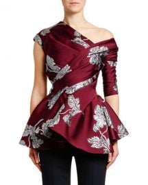 Alexander McQueen Asymmetric Northern-Rose Brocade Top at Bergdorf Goodman