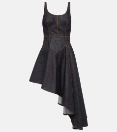 Alexander McQueen Asymmetric denim dress at Mytheresa