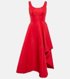 Alexander McQueen Asymmetric faille midi dress at Mytheresa