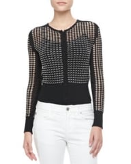 Alexander McQueen Bicolor Scalloped Lace Cardigan at Neiman Marcus