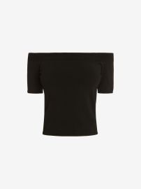 Alexander McQueen Black Off The Shoulder Knit Top at Alexander Mcqueen