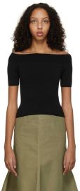 Alexander McQueen Black Off-The-Shoulder Knit Top SSENSE at Ssense