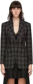 Alexander McQueen Black Wool Check Blazer SSENSE at Ssense