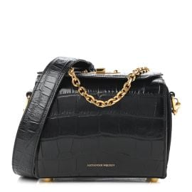 Alexander McQueen Calfskin Crocodile Embossed Box Shoulder Bag at Fashionphile