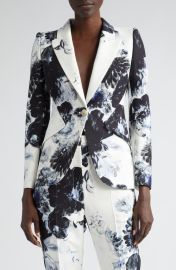 Alexander McQueen Chiaroscuro Floral Peaked Lapel One-Button Jacket at Nordstrom