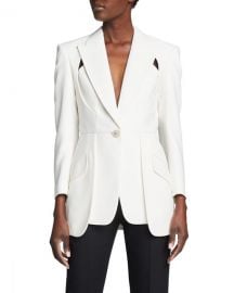 Alexander McQueen Crepe Cutout Blazer Jacket at Neiman Marcus