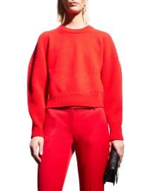 Alexander McQueen Cropped Crewneck Ribbed Wool Sweater at Neiman Marcus