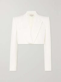 Alexander McQueen Cropped grain de poudre wool blazer at Net a Porter