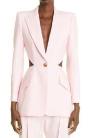 Alexander McQueen Cutout Wool Blazer in Ice Pink  at Nordstrom