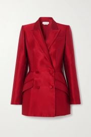 Alexander McQueen Double-breasted silk-satin blazer at Net A Porter