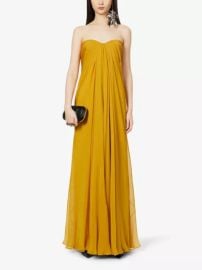 Alexander McQueen Draped sweetheart neck silk maxi dress at Selfridges