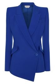 Alexander McQueen Drop Hem Fitted Wool Blazer in Electric Blue  at Nordstrom