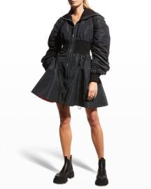 Alexander McQueen Exaggerated-Sleeve Bomber Mini Dress at Neiman Marcus