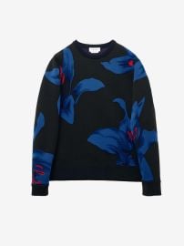 Alexander McQueen Exploded Blue Lily Jacquard Sweater at Alexander McQueen