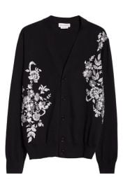 Alexander McQueen Floral Embroidered Wool Cardigan at Nordstrom