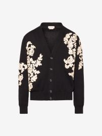 Alexander McQueen Floral Embroidery Cardigan in Black ivory at Alexander McQueen