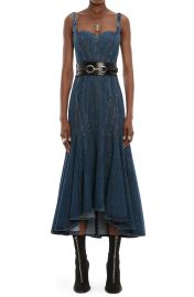 Alexander McQueen High-Low Denim Dress in Medium Wash  at Nordstrom