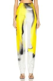 Alexander McQueen High Waisted Trouser in White and Acid Yellow at FWRD