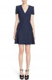 Alexander McQueen Leaf Crepe Fit  amp  Flare Dress   Nordstrom at Nordstrom