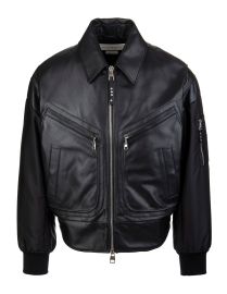 Alexander McQueen Leather Bomber Jacket at Cettire