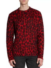 Alexander McQueen Leopard Crewneck Sweater at Saks Fifth Avenue