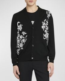 Alexander McQueen Menx27s Floral Lace Cardigan at Neiman Marcus