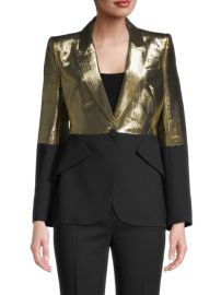 Alexander McQueen Metallic Colorblock Wool amp Silk-Blend Blazer on SALE at Saks Off 5th