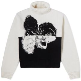 Alexander McQueen Orchid Intarsia Roll Neck Knit Ivory amp Black END at End Clothing