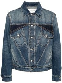 Alexander McQueen Panelled Denim Jacket Blue at Farfetch