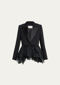 Alexander McQueen Peplum Tulle Single Button Jacket at Bergdorf Goodman