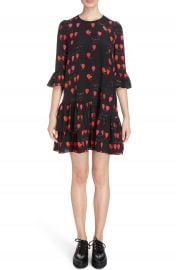 Alexander McQueen Petal Print Silk Ruffle Dress at Nordstrom