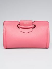 Alexander McQueen Pink Smooth Leather Heroine Clutch Bag - Yoogis Closet at Yoogis Closet