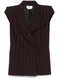 Alexander McQueen Pinstriped Sleeveless Blazer Black at Farfetch