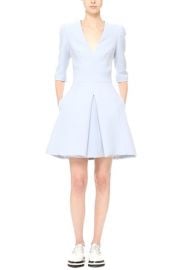 Alexander McQueen Pleated Fit and Flare Dress in Pale Blue at Nordstrom