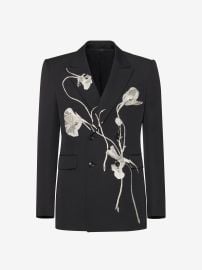 Alexander McQueen Pressed Flower Double breasted Jacket in Black at Alexander McQueen