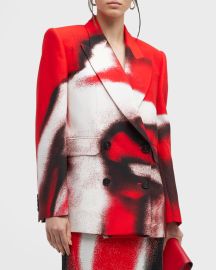 Alexander McQueen Printed Boxy Cady Jacket at Neiman Marcus