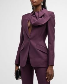 Alexander McQueen Rosette Corsage Single-Breasted Blazer Jacket at Neiman Marcus