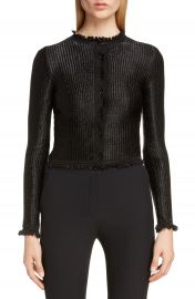 Alexander McQueen Ruffle Trim Ribbed Cardigan   Nordstrom at Nordstrom