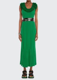 Alexander McQueen Scoop-Neck Ruffle-Trim Knit Dress - at Bergdorf Goodman