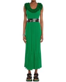 Alexander McQueen Scoop-Neck Ruffle-Trim Knit Dress at Neiman Marcus