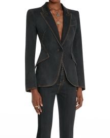 Alexander McQueen Single-Breasted Tailored Denim Jacket at Neiman Marcus