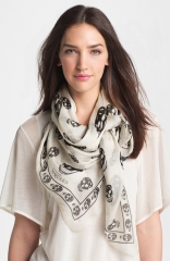 Alexander McQueen Skull Chiffon Scarf in Ivory at Nordstrom