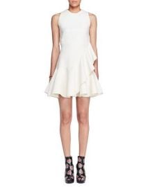 Alexander McQueen Sleeveless Ruffle-Trim Scuba Dress at Neiman Marcus