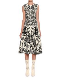 Alexander McQueen Sleeveless Shell-Jacquard Midi Dress at Neiman Marcus