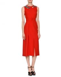 Alexander McQueen Sleeveless Wool-Silk Midi Sheath Cocktail Dress at Neiman Marcus