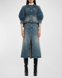 Alexander McQueen Slit detail denim skirt at Neiman Marcus