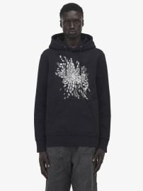Alexander McQueen Smashed Screen Embroidered Hooded Sweatshirt in Black at Alexander McQueen