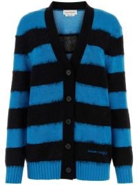 Alexander McQueen Striped Cotton Cardigan Blue at Farfetch