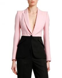 Alexander McQueen Two-Tone Light Wool-Silk Jacket at Neiman Marcus