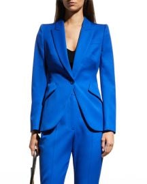 Alexander McQueen V-Neck 1-Button Blazer Jacket at Neiman Marcus